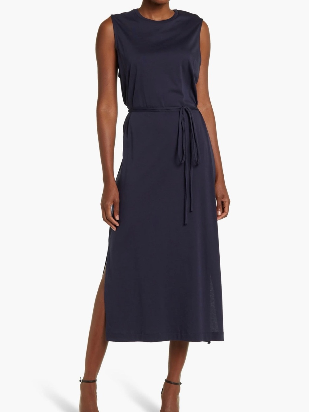 Vince Navy Sleeveless Tie-Waist Midi Dress Size XL